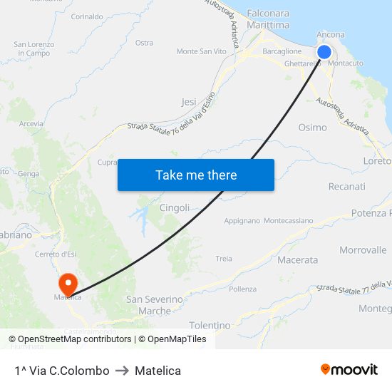 1^ Via C.Colombo to Matelica map