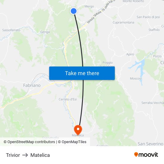 Trivior to Matelica map