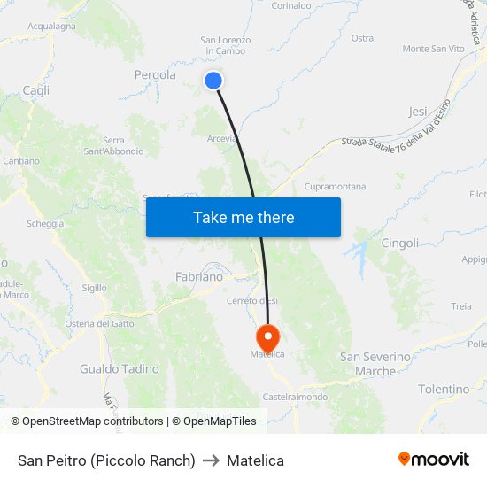 San Peitro (Piccolo Ranch) to Matelica map