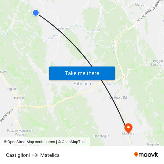 Castiglioni to Matelica map