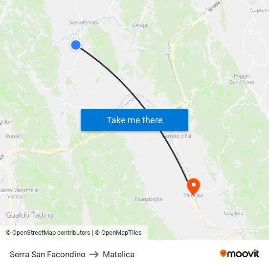 Serra San Facondino to Matelica map