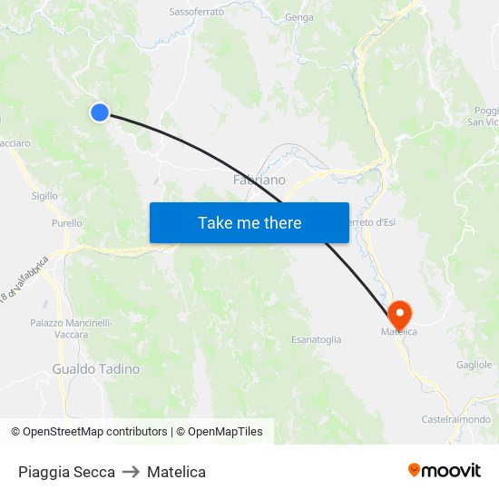 Piaggia Secca to Matelica map