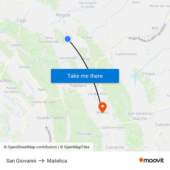 San Giovanni to Matelica map