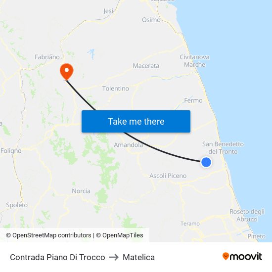 Contrada Piano Di Trocco to Matelica map