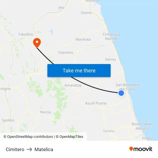 Cimitero to Matelica map
