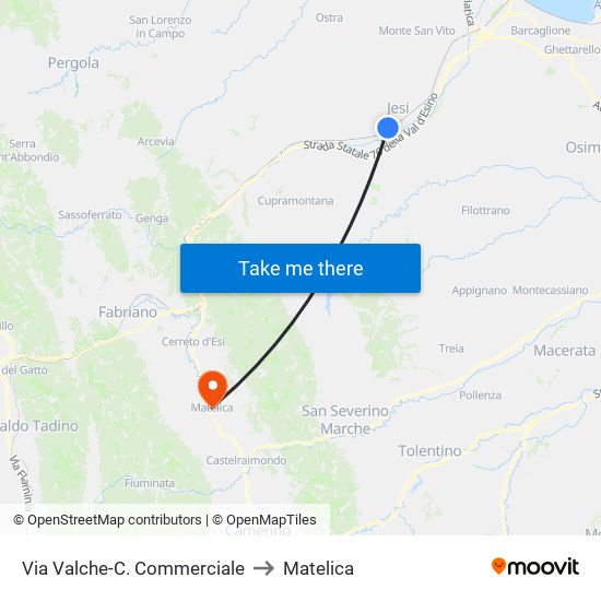 Via Valche-C. Commerciale to Matelica map