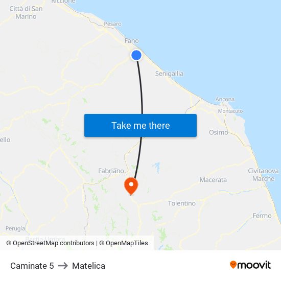 Caminate 5 to Matelica map