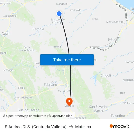 S.Andrea Di S. (Valletta District) to Matelica map