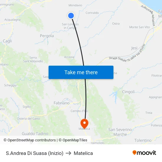S.Andrea Di Suasa (Inizio) to Matelica map