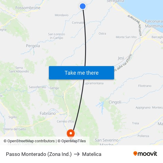 Passo Monterado (Zona Ind.) to Matelica map