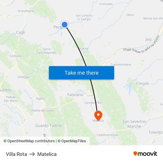 Villa Rota to Matelica map