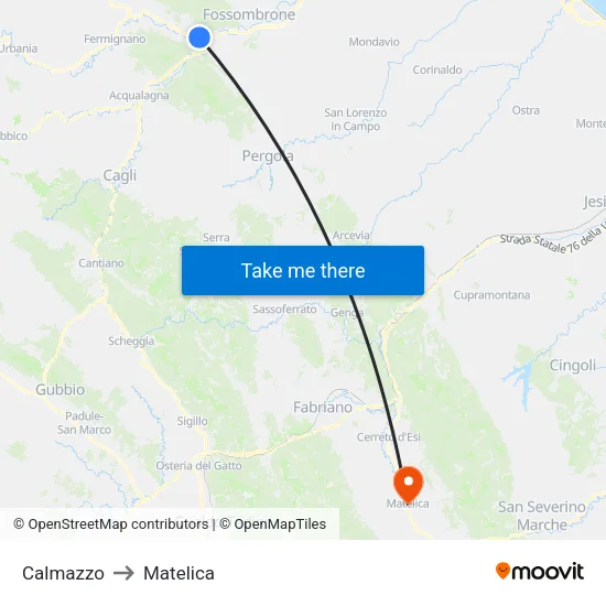 Calmazzo to Matelica map