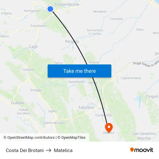 Costa Dei Brotani to Matelica map