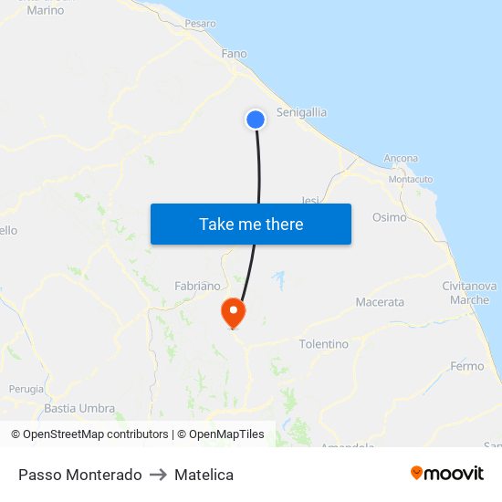 Passo Monterado to Matelica map