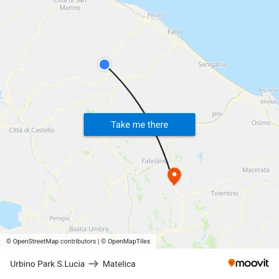 Urbino Park S.Lucia to Matelica map
