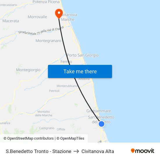 S.Benedetto Tronto - Stazione to Civitanova Alta map