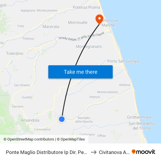 Ponte Maglio Distributore Ip Dir. Pedaso to Civitanova Alta map