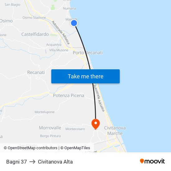 Bagni 37 to Civitanova Alta map