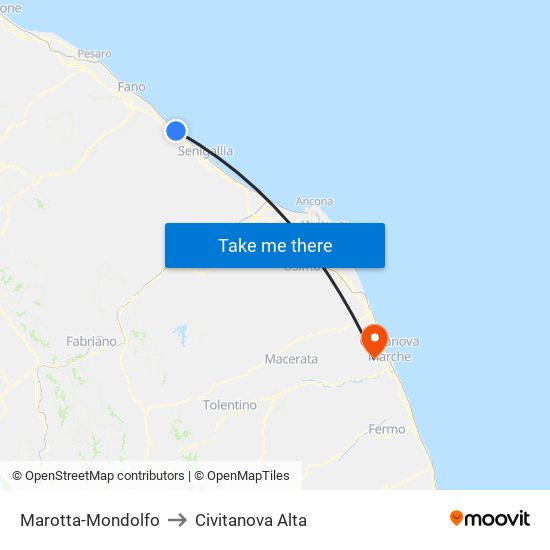 Marotta-Mondolfo to Civitanova Alta map