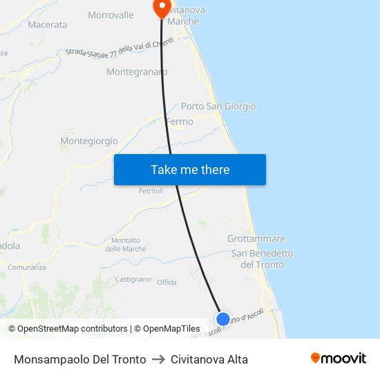 Monsampaolo Del Tronto to Civitanova Alta map