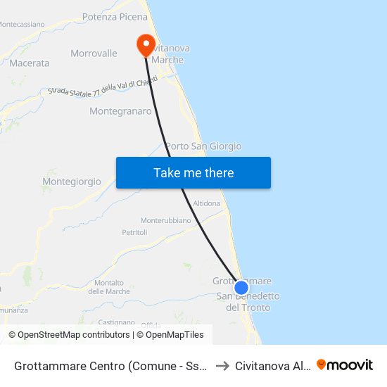 Grottammare Centro (Comune - Ss16) to Civitanova Alta map