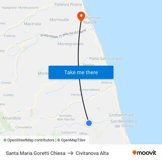 Santa Maria Goretti Chiesa to Civitanova Alta map