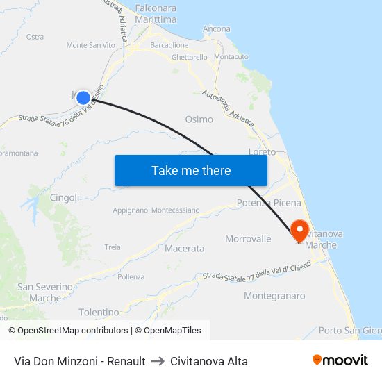 Via Don Minzoni - Renault to Civitanova Alta map