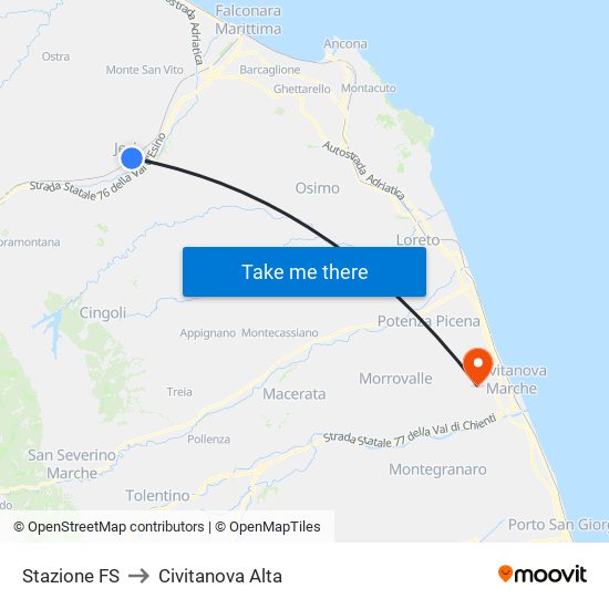 Stazione FS to Civitanova Alta map