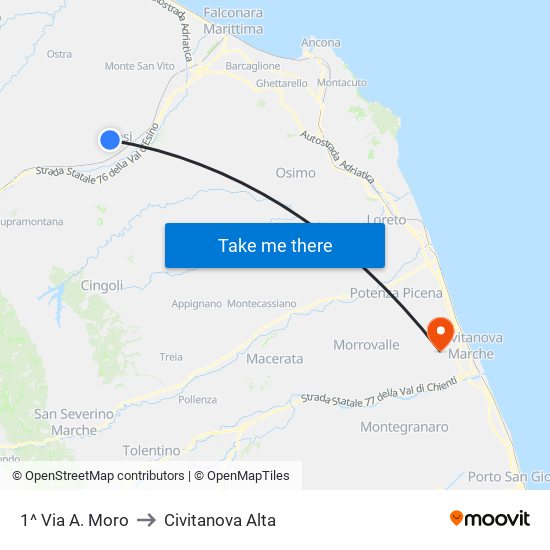 1^ Via A. Moro to Civitanova Alta map