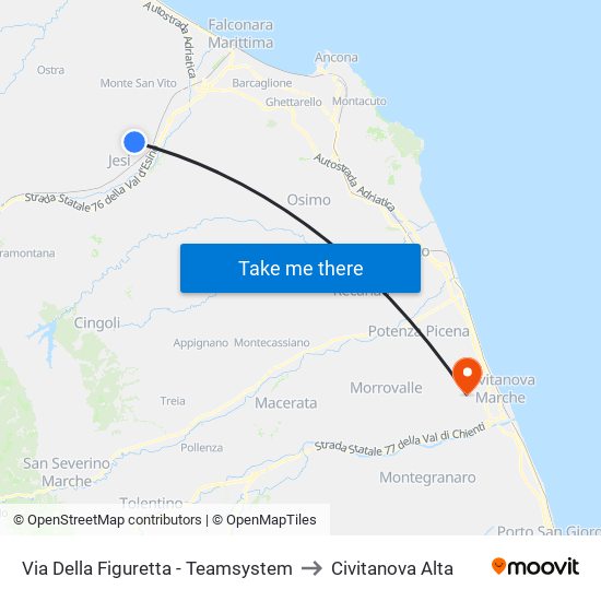 Via Della Figuretta - Teamsystem to Civitanova Alta map