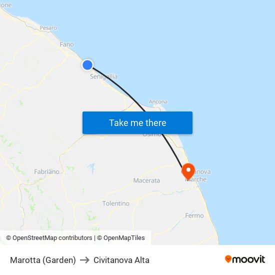 Marotta (Garden) to Civitanova Alta map