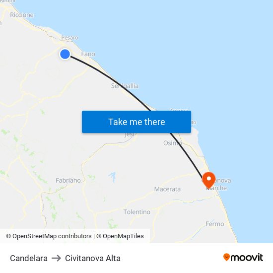 Candelara to Civitanova Alta map