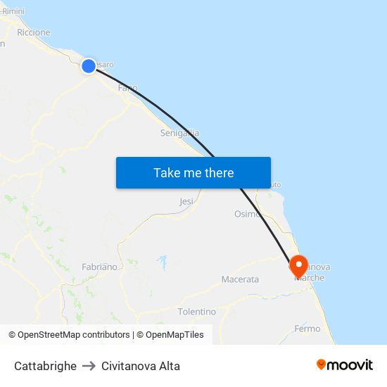 Cattabrighe to Civitanova Alta map