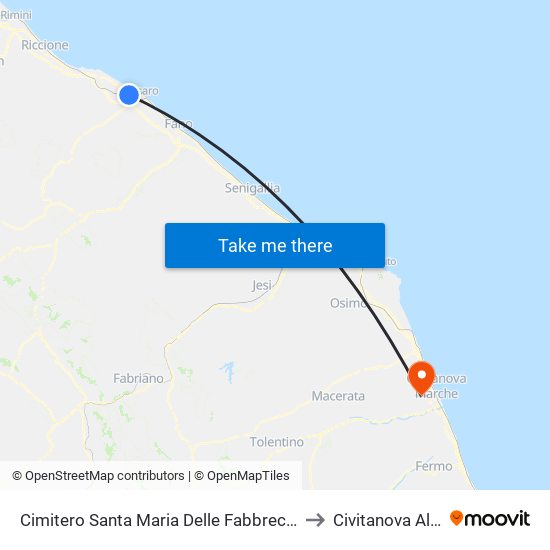 Cimitero Santa Maria Delle Fabbrecce to Civitanova Alta map