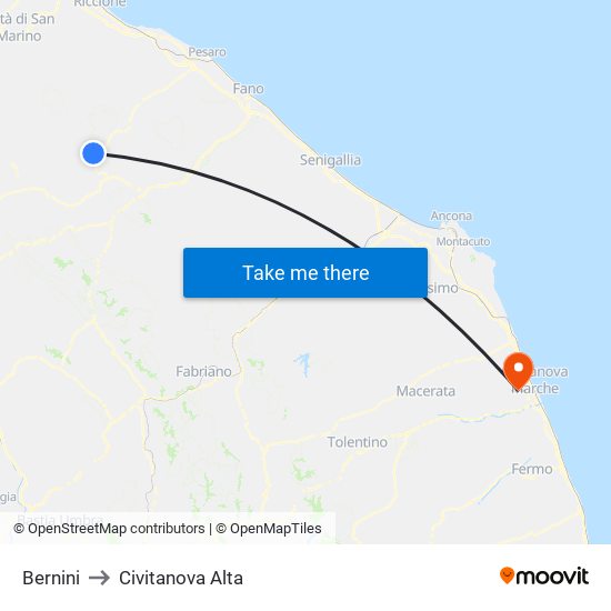 Bernini to Civitanova Alta map