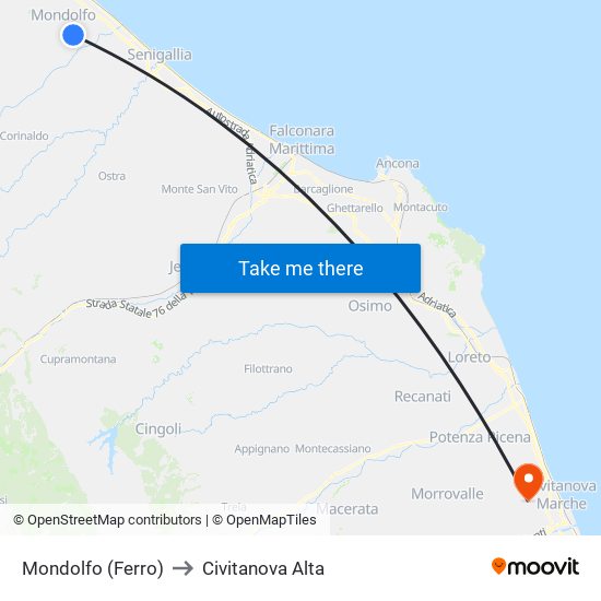 Mondolfo (Ferro) to Civitanova Alta map