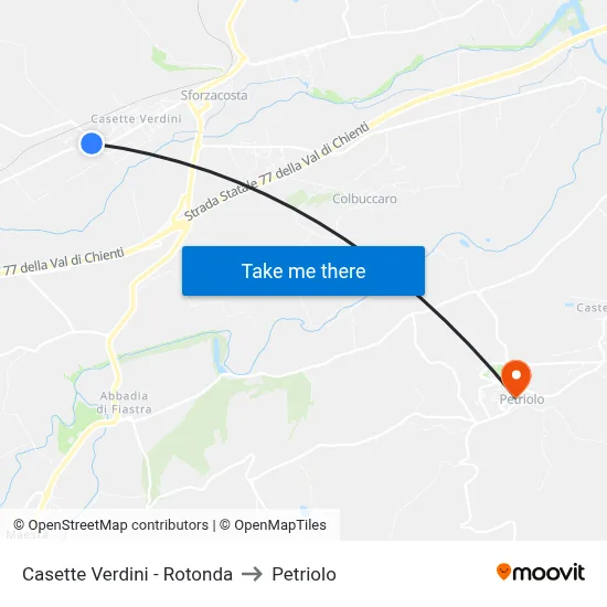 Casette Verdini - Roundabout to Petriolo map