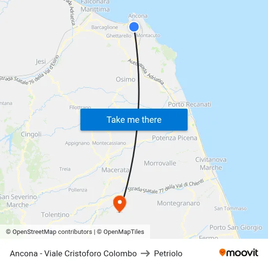 Ancona - Christopher Columbus Avenue to Petriolo map