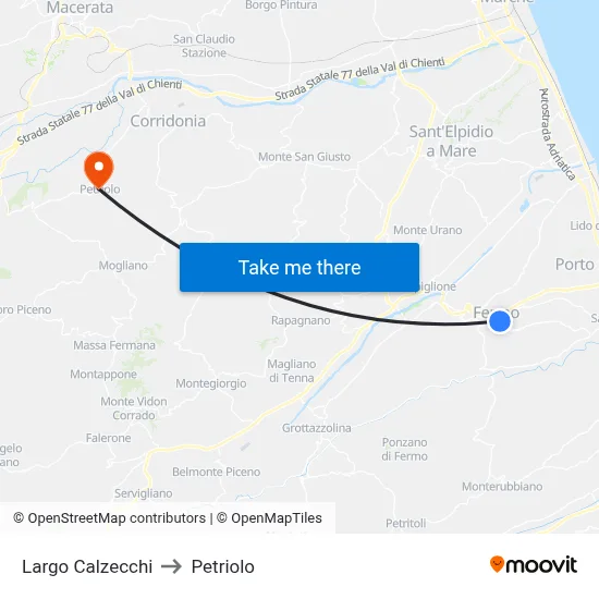 Largo Calzecchi to Petriolo map