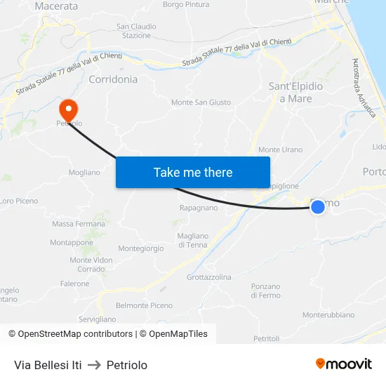 Bellesi Street ITI to Petriolo map