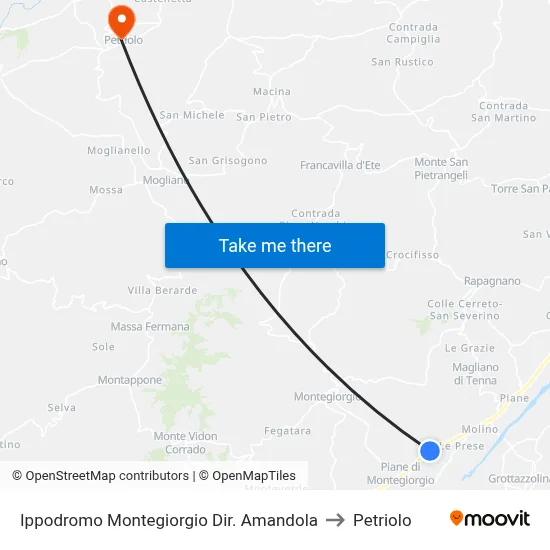 Montegiorgio Racetrack Towards Amandola to Petriolo map