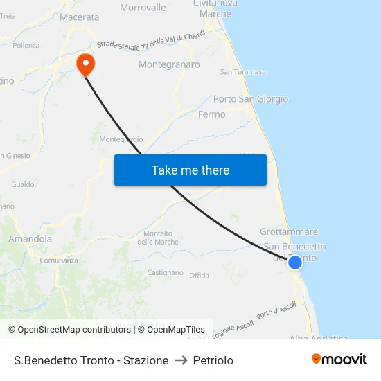 San Benedetto Tronto - Station to Petriolo map