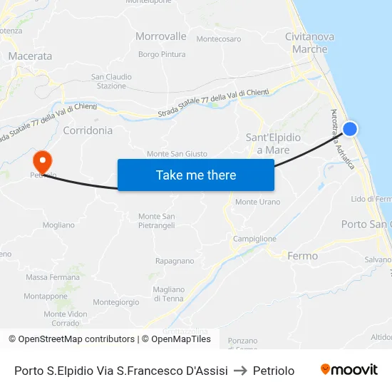 Porto Sant'Elpidio - St. Francis of Assisi Street to Petriolo map