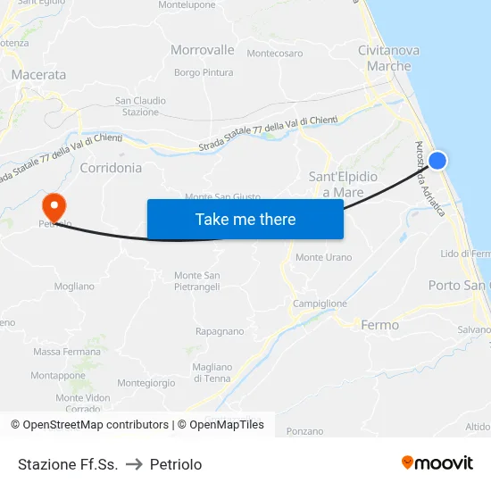 Railway Station to Petriolo map