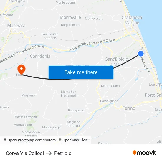 Corva Via Collodi to Petriolo map