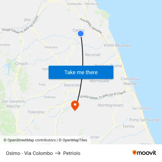 Osimo - Colombo Street to Petriolo map