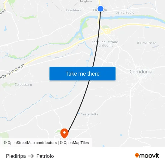 Piediripa to Petriolo map