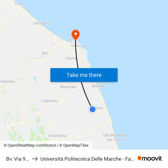 Bv. Via 9 Febbraio to Università Politecnica Delle Marche - Facoltà Di Economia ""Giorgio Fuà"" map