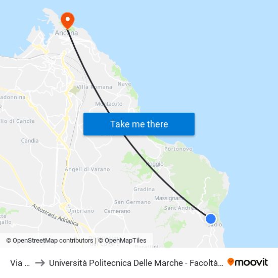 Via Cave to Università Politecnica Delle Marche - Facoltà Di Economia ""Giorgio Fuà"" map