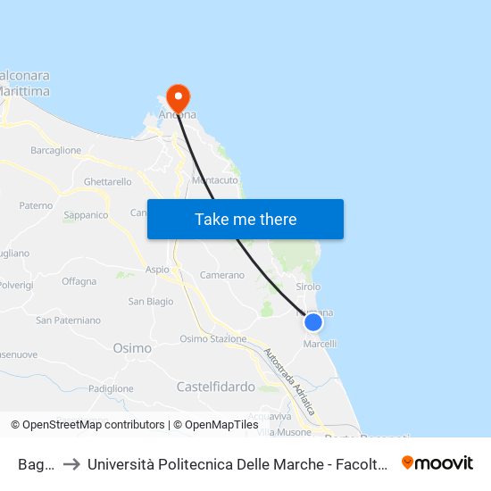 Bagni 13 to Università Politecnica Delle Marche - Facoltà Di Economia ""Giorgio Fuà"" map